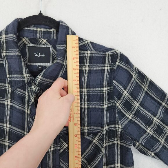 Rails Shirt Womens Medium Blue Hunter Plaid Button Front Long Sleeve Soft Rayon - Picture 4 of 12